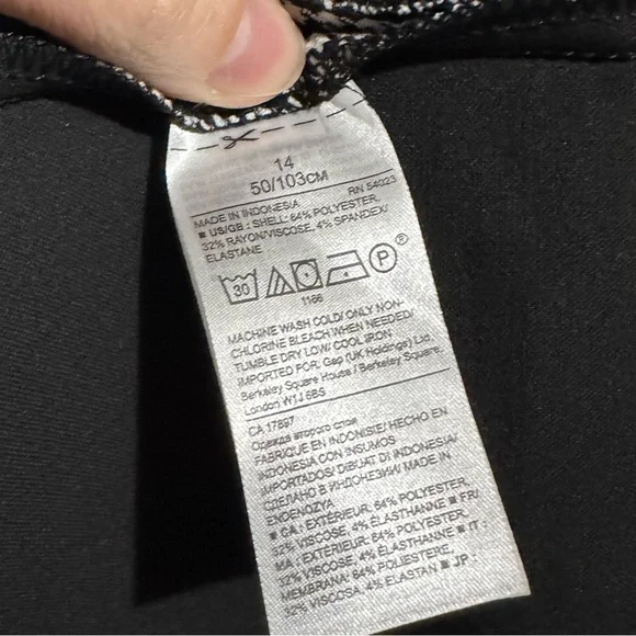 Banana Republic Black White Houndstooth Plaid Career Dress 14 Academia Fall - Picture 5 of 6